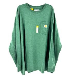 NEW Carhartt K126 Men's Loose Fit Heavyweight Logo Pocket T-Shirt 2XL Green Work